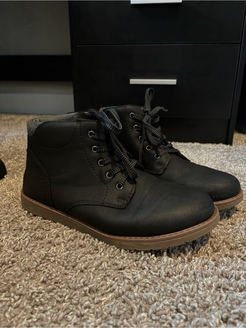 Sonoma Black Kids Lace-Up Ankle Boots with Brown Sole